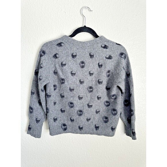 Skull Cashmere Sweater Womens Possible Size Small Long Sleeve Grey Goth Grunge - Picture 2 of 6